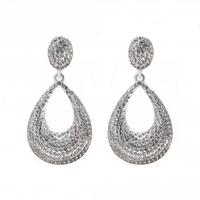 Silver Plated Crystal Heavy Pave Teardrop Earring
