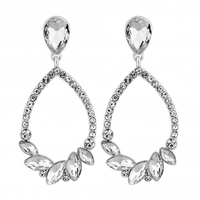 Silver Plated Crystal Mix Stone Open Teardrop Earrings