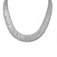 Silver Plated Crystal Multirow Diamante Necklace