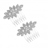 Silver Plated Crystal Navette Diamante Hair Combs- Pack of 2