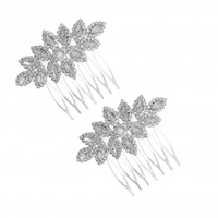 Silver Plated Crystal Navette Diamante Hair Combs- Pack of 2