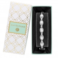 Silver Plated Crystal Navette Stone Bracelet - Gift Boxed