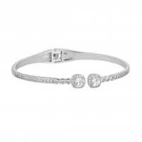 Silver Plated Crystal Open Hinge Bangle
