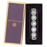 Silver Plated Crystal Oval Stretch Bracelet - Gift Boxed