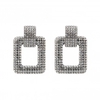 Silver Plated Crystal Pave Door Knocker Earring