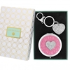 Silver Plated Crystal Pave Heart Compact & Keyring - Gift Boxed