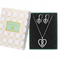 Silver Plated Crystal Pave Heart Infinity Pendant - Gift Boxed
