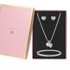 Silver Plated Crystal Pave Heart Set - Gift Boxed