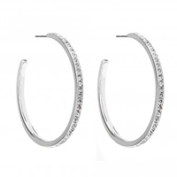 Silver Plated Crystal Pave Hoop Earring