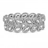 Silver Plated Crystal Pave Statement Leaf Stretch Bracelet