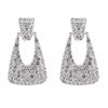 Silver Plated Crystal Pave Triangular Door Knocker Earrings