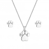 Silver Plated Crystal Paw Print Set - Gift Boxed