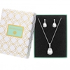 Silver Plated Crystal Pear Drop Set - Gift Boxed