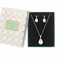 Silver Plated Crystal Pear Drop Set - Gift Boxed