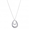 Silver Plated Crystal Pear Shape Pave Long Pendant Necklace