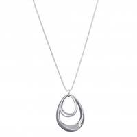 Silver Plated Crystal Pear Shape Pave Long Pendant Necklace