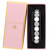 Silver Plated Crystal Round Stretch Bracelet - Gift Boxed