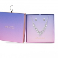 Silver Plated Crystal Statement Necklace And Earring Set - Gift Boxed