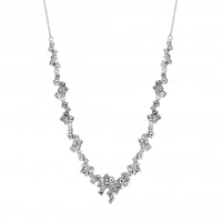 Silver Plated Crystal Tennis Sparkle V Drop Necklace