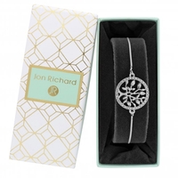 Silver Plated Crystal Tree Of Life Toggle Bracelet - Gift Boxed