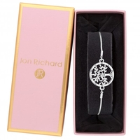 Silver Plated Crystal Tree Of Life Toggle Bracelet - Gift Boxed