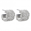Silver Plated Crystal Wide Pave Hoop Earrings