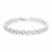 Silver Plated Cubic Zircnonia Multi Navette Bracelet
