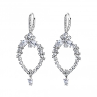 Silver Plated Cubic Zirconia Droplet Earring - Web