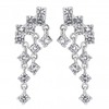 Silver Plated Cubic Zirconia 3 Strand Drop Earrings