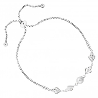 Silver Plated Cubic Zirconia And Pearl Toggle Bracelet