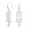 Silver Plated Cubic Zirconia And Pearl Waterfall Drop Earring
