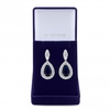 Silver Plated Cubic Zirconia Baguette Navette Sapphire Blue Pear Drop Earring - Gift Boxed