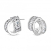 Silver Plated Cubic Zirconia Baguette Twist Hoop Earrings