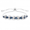 Silver Plated Cubic Zirconia Blue Navette Toggle Bracelet
