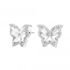 Silver Plated Cubic Zirconia Butterfly Stud Earrings