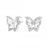 Silver Plated Cubic Zirconia Butterfly Stud Earrings