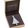 Silver Plated Cubic Zirconia Christmas Tree Brooch - Gift Boxed