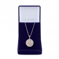 Silver Plated Cubic Zirconia Circle Baguette Pendant Necklace - Gift Boxed