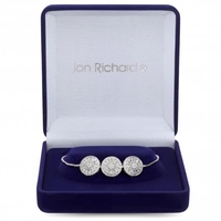 Silver Plated Cubic Zirconia Circle Baguette Toggle Bracelet - Gift Boxed
