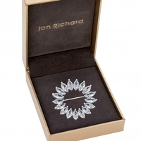 Silver Plated Cubic Zirconia Circle Brooch - Gift Boxed