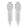 Silver Plated Cubic Zirconia Cluster Chain Drop Earring