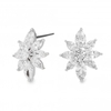 Silver Plated Cubic Zirconia Cluster Flower Stud Earring
