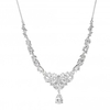Silver Plated Cubic Zirconia Cluster Pear Drop Necklace