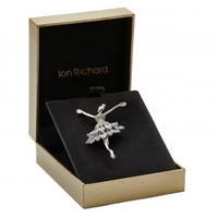 Silver Plated Cubic Zirconia Crystal Ballerina Brooch - Gift Boxed