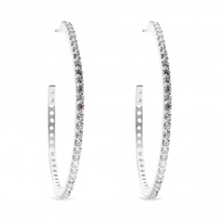 Silver Plated Cubic Zirconia Crystal Hoop Earrings