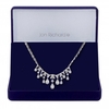 silver Plated Cubic Zirconia Crystal Pear Droplet Necklace - Gift Boxed