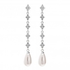 Silver Plated Cubic Zirconia Floral And Pearl Drop Earrings