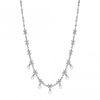Silver Plated Cubic Zirconia Floral And Pearl Droplet Necklace