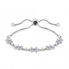 Silver Plated Cubic Zirconia Floral And Pearl Toggle Bracelet