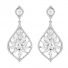 Silver Plated Cubic Zirconia Floral Pear Drop Earring
